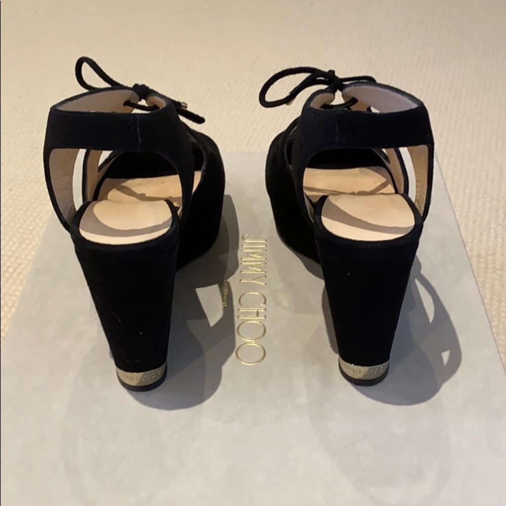Jimmy Choo Black Suede Wedge Sandals - Picture 4 of 4